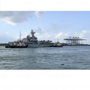 Liquid Medical Oxygen for GoK on INS Shardul arrives at ICTT Vallarpadam (27 May 2021)