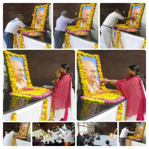 GandhiJayanti at Cochin Port.Dr M Beena IAS, Chairperson,Dy Chairperson and HoDs paid floral tributes to the Father of the Nation Mahatma Gandhiji. Employees of the Port and CISF personnel were also participated in Prayer meeting held at the Adm Building